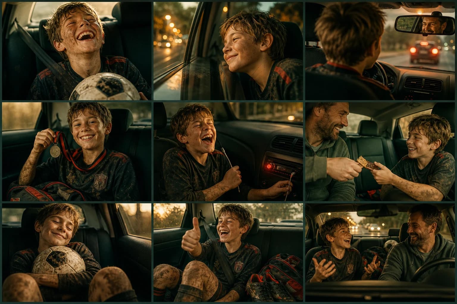 Nine cover candidates from one image generation, in a three by three grid